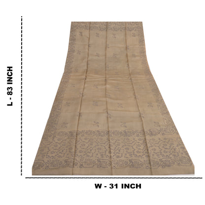 Sanskriti Vintage Dupatta Long Stole Pure Silk Olive Green Veil Paint Wrap Veil