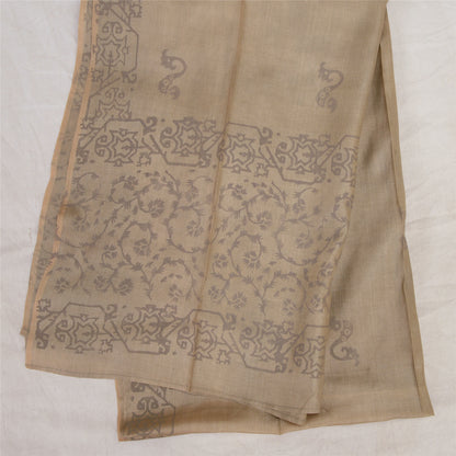 Sanskriti Vintage Dupatta Long Stole Pure Silk Olive Green Veil Paint Wrap Veil