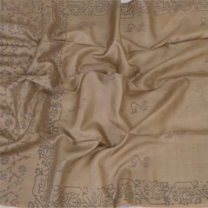 Sanskriti Vintage Dupatta Long Stole Pure Silk Olive Green Veil Paint Wrap Veil