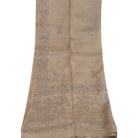Sanskriti Vintage Dupatta Long Stole Pure Silk Olive Green Veil Paint Wrap Veil