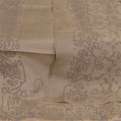 Sanskriti Vintage Dupatta Long Stole Pure Silk Olive Green Veil Paint Wrap Veil