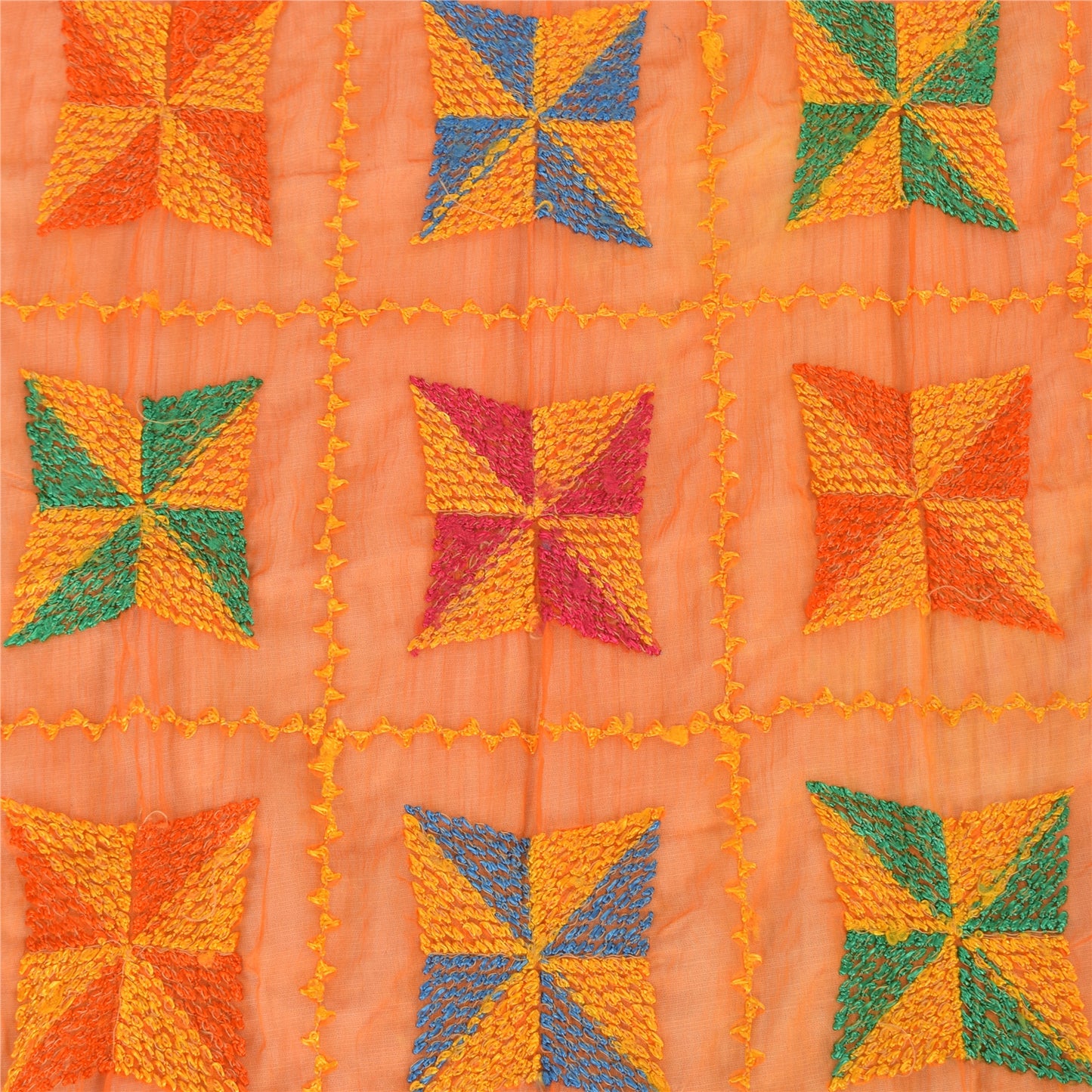 Sanskriti Vintage Dupatta Long Stole Chiffon Embroidered Bagh Phulkari Wrap Veil