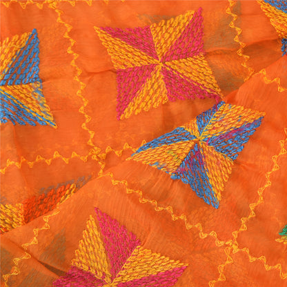 Sanskriti Vintage Dupatta Long Stole Chiffon Embroidered Bagh Phulkari Wrap Veil