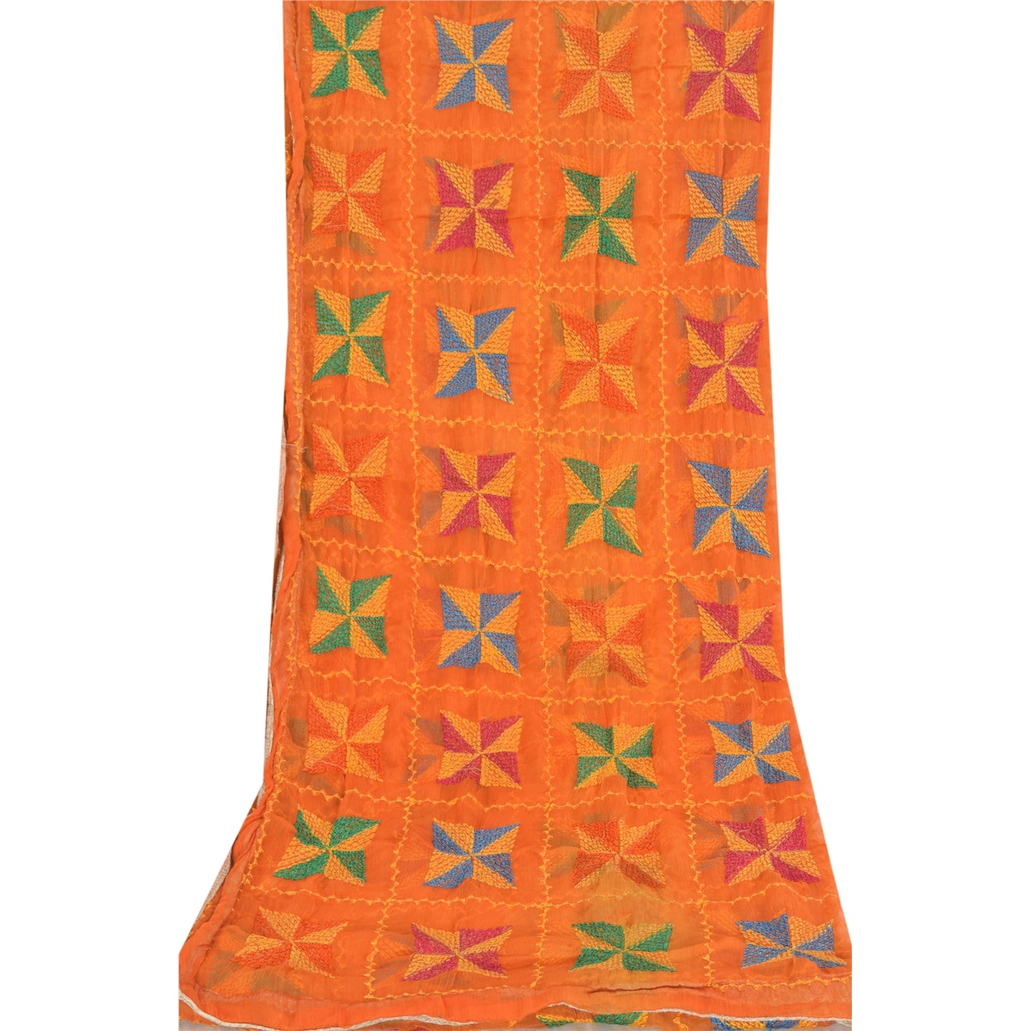 Sanskriti Vintage Dupatta Long Stole Chiffon Embroidered Bagh Phulkari Wrap Veil