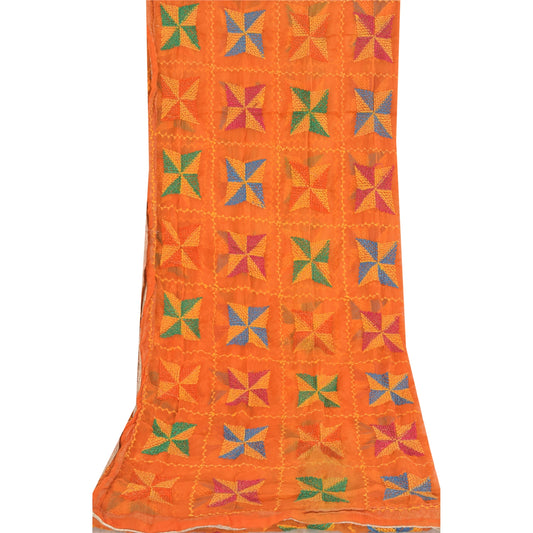 Sanskriti Vintage Dupatta Long Stole Chiffon Embroidered Bagh Phulkari Wrap Veil