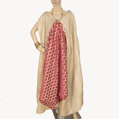 Sanskriti Vintage Dupatta Long Stole Pure Silk Cream Embroidered Patch Work Veil