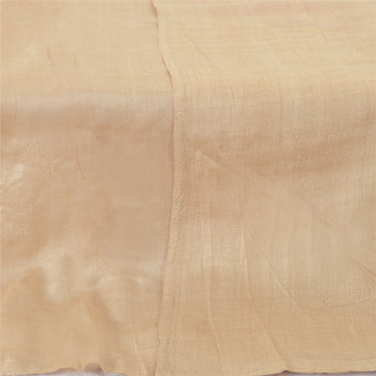 Sanskriti Vintage Dupatta Long Stole Pure Silk Cream Embroidered Patch Work Veil