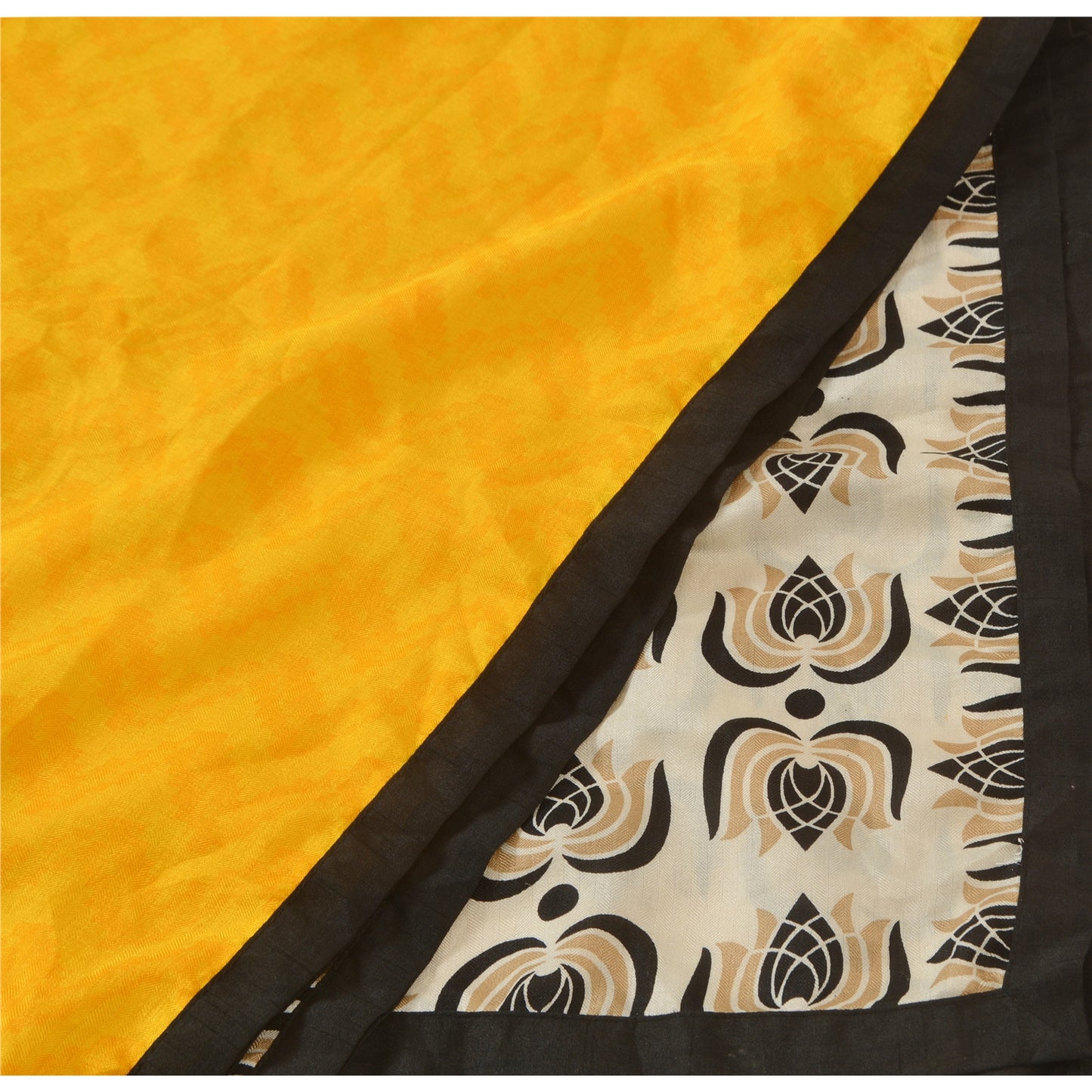 Sanskriti Vintage Dupatta Long Stole Cotton Yellow Shawl Woven Printed Scarves