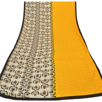 Sanskriti Vintage Dupatta Long Stole Cotton Yellow Shawl Woven Printed Scarves