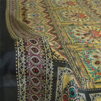 Sansrkiti New Long Stole Dupatta Chanderi Multi Color Printed Peacock Shawl
