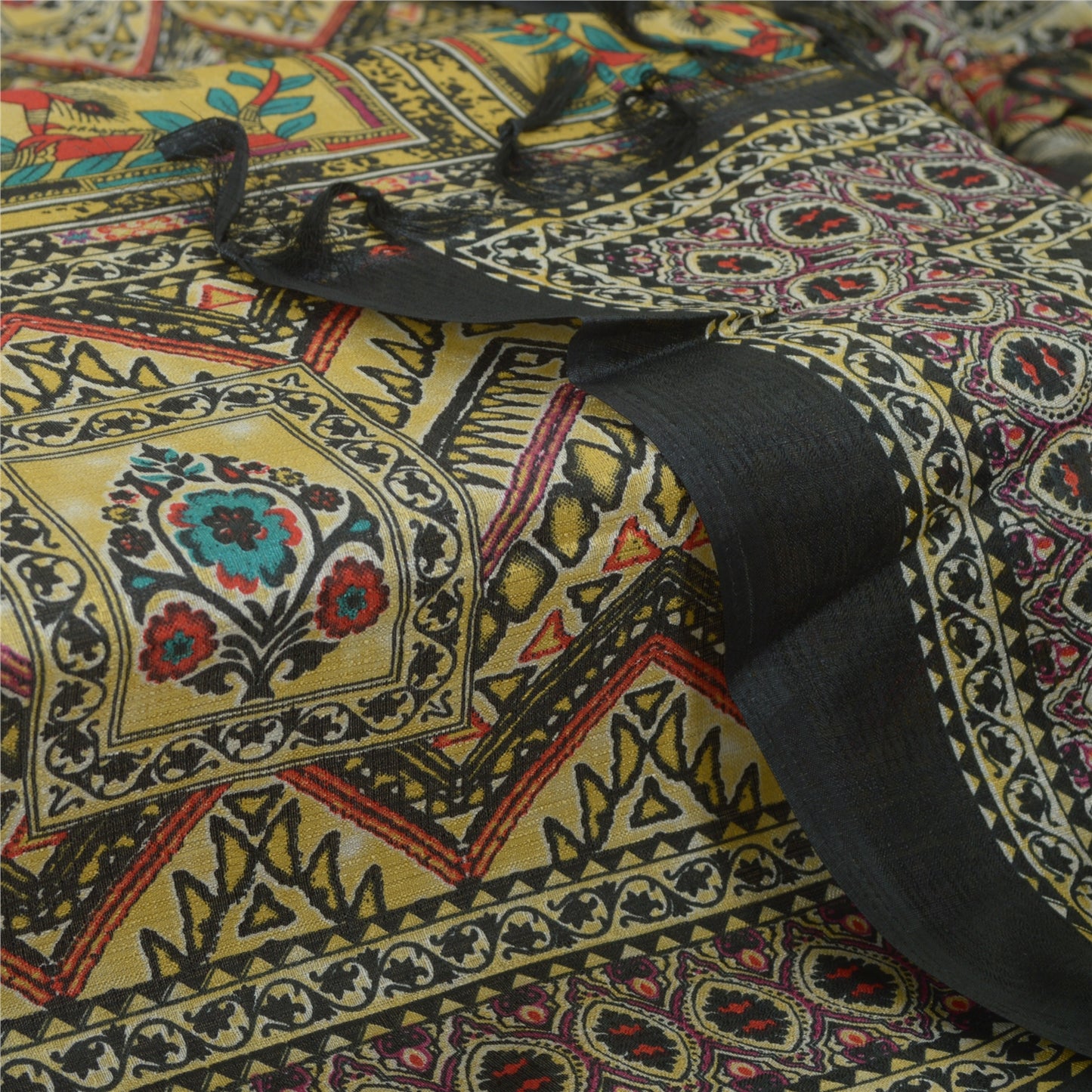 Sansrkiti New Long Stole Dupatta Chanderi Multi Color Printed Peacock Shawl