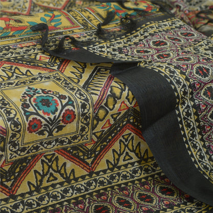 Sansrkiti New Long Stole Dupatta Chanderi Multi Color Printed Peacock Shawl