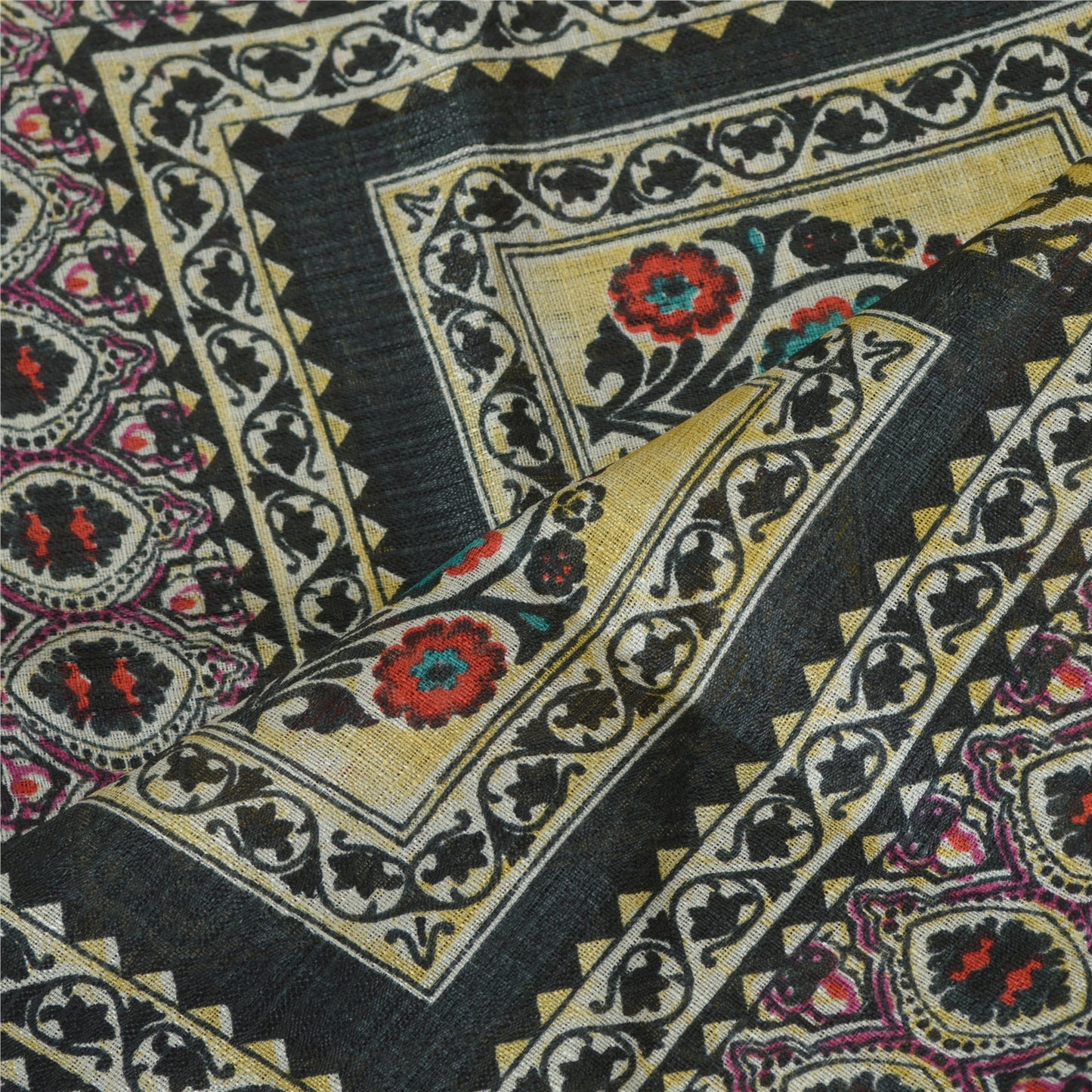 Sansrkiti New Long Stole Dupatta Chanderi Multi Color Printed Peacock Shawl