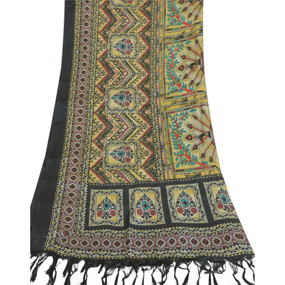 Sansrkiti New Long Stole Dupatta Chanderi Multi Color Printed Peacock Shawl