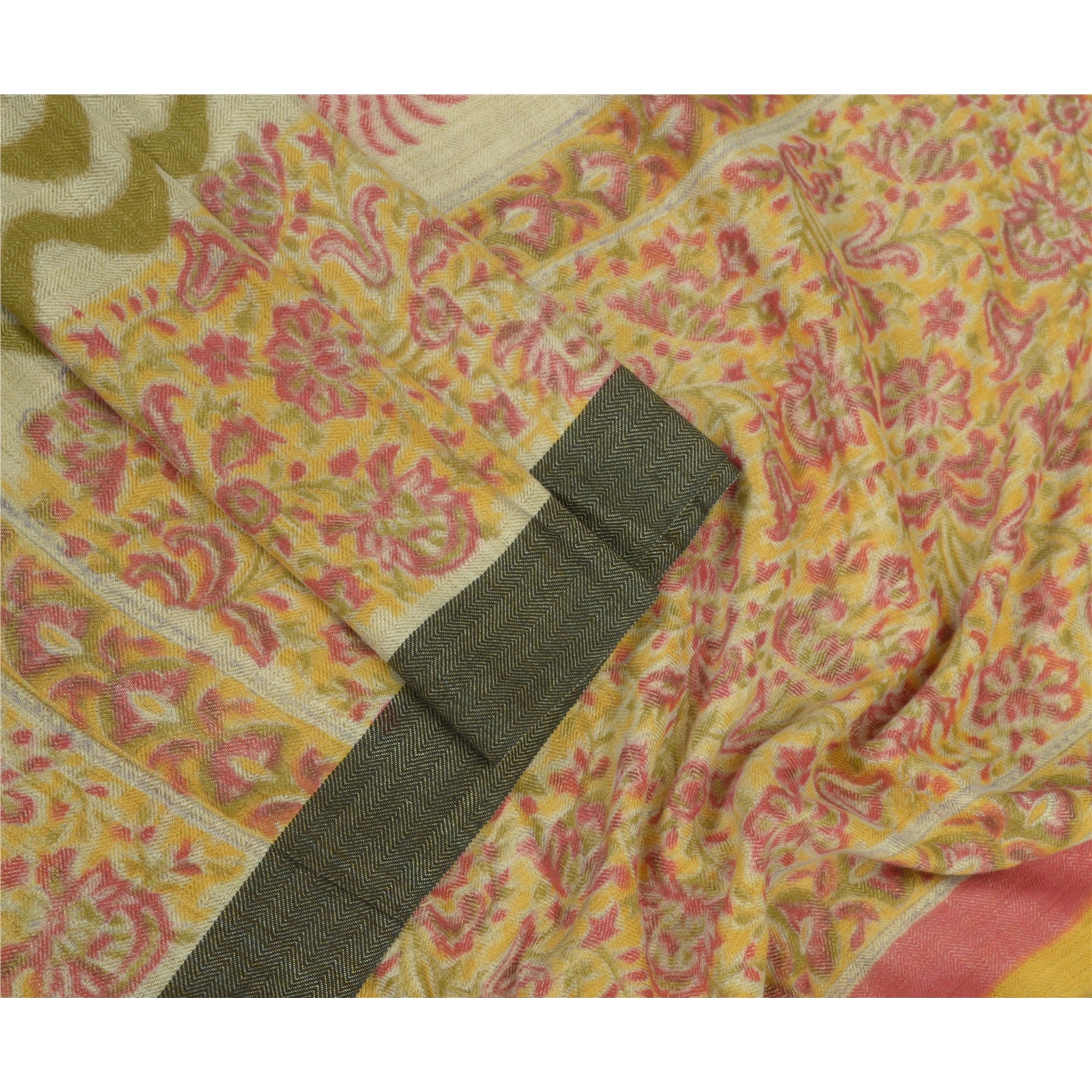 Sanskriti Vintage Dupatta Long Stole Pure Woolen Hand Block Printed Veil Scarf