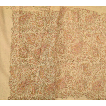 Sanskriti Dupatta Indian Cream Long Stole Pure Cotton Printed Premium Wrap Veil