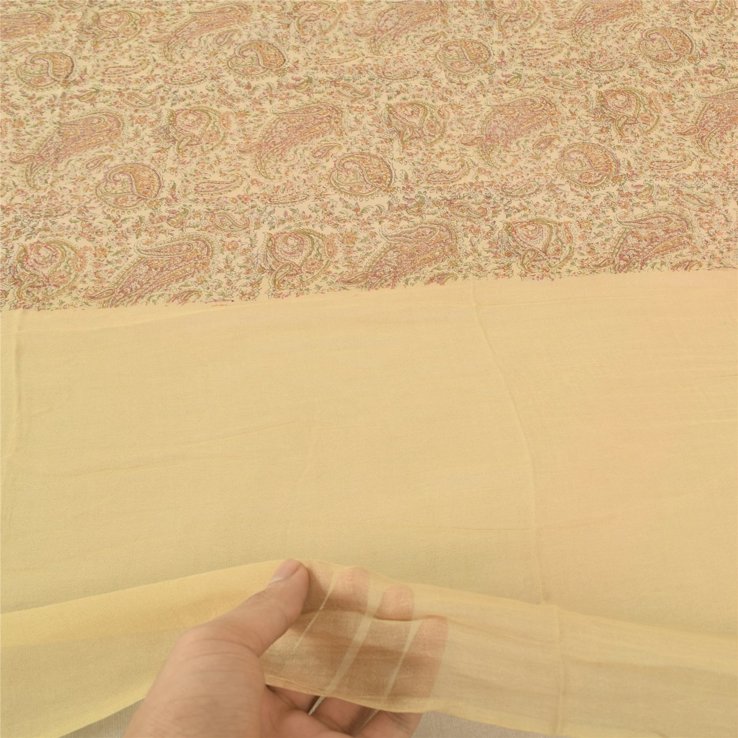 Sanskriti Dupatta Indian Cream Long Stole Pure Cotton Printed Premium Wrap Veil