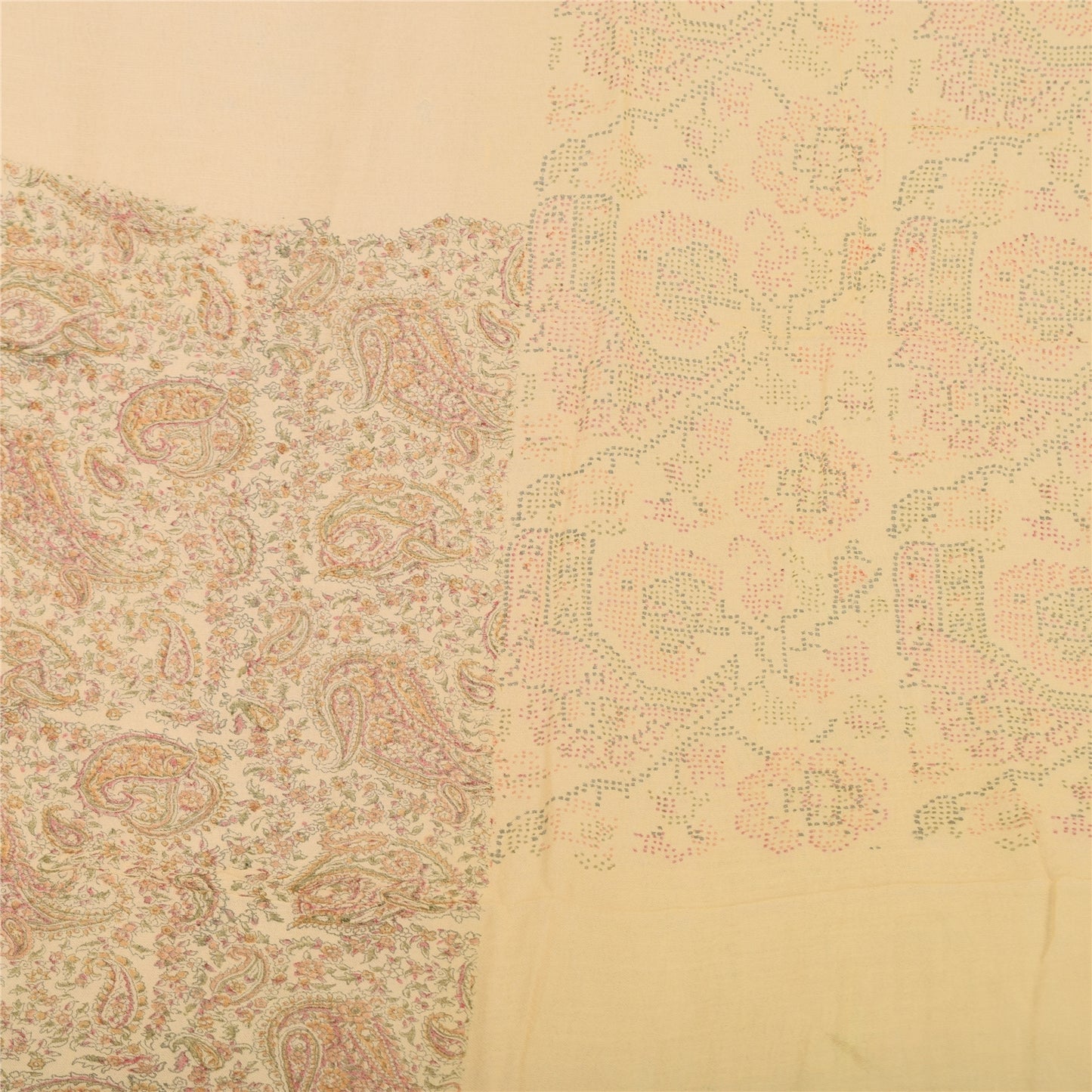 Sanskriti Dupatta Indian Cream Long Stole Pure Cotton Printed Premium Wrap Veil