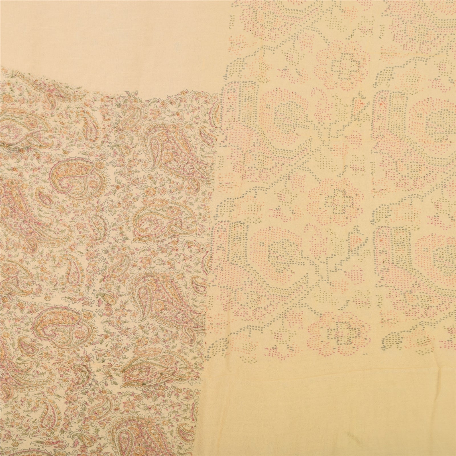 Sanskriti Dupatta Indian Cream Long Stole Pure Cotton Printed Premium Wrap Veil