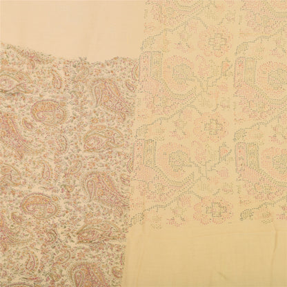 Sanskriti Dupatta Indian Cream Long Stole Pure Cotton Printed Premium Wrap Veil