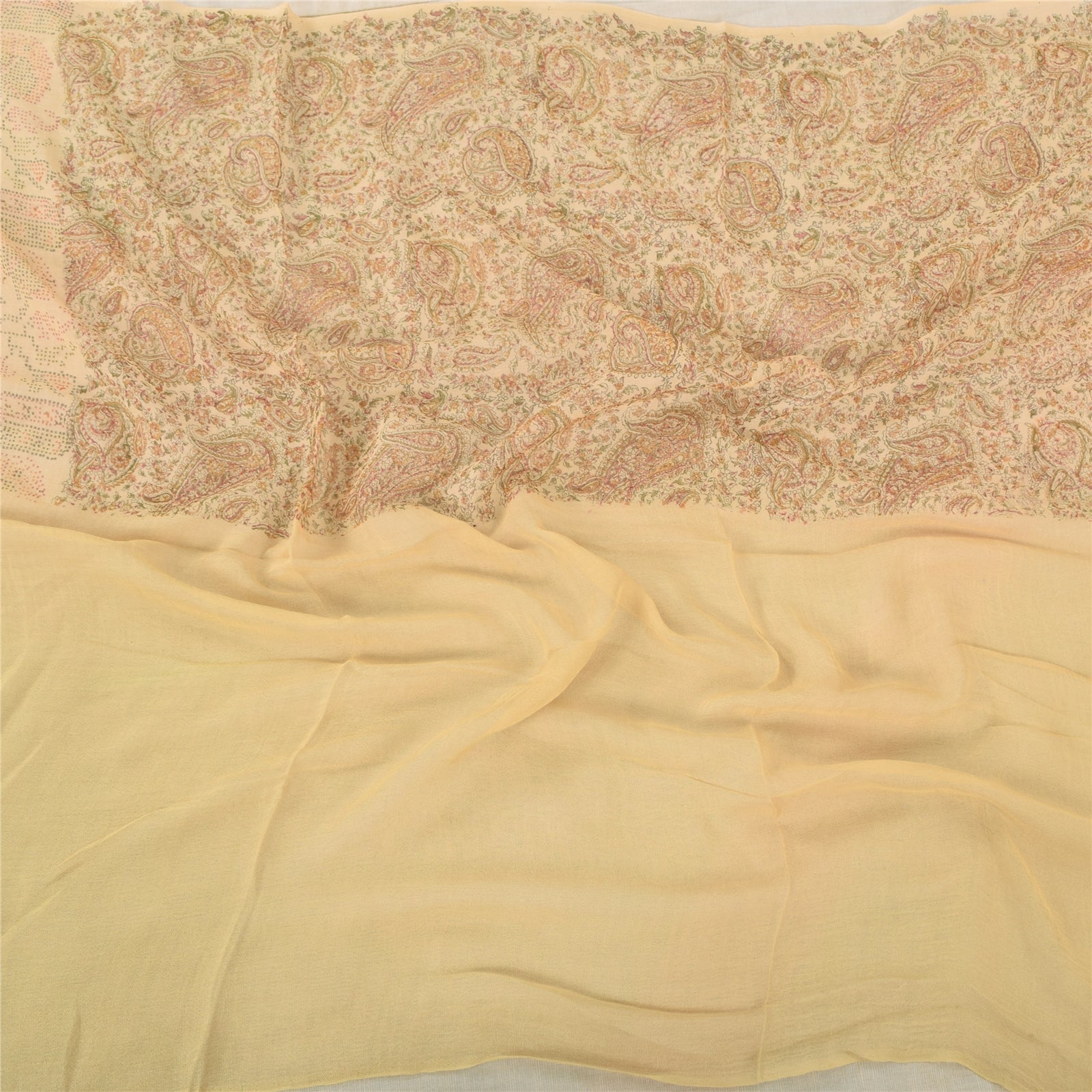 Sanskriti Dupatta Indian Cream Long Stole Pure Cotton Printed Premium Wrap Veil