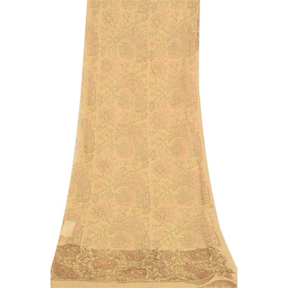 Sanskriti Dupatta Indian Cream Long Stole Pure Cotton Printed Premium Wrap Veil