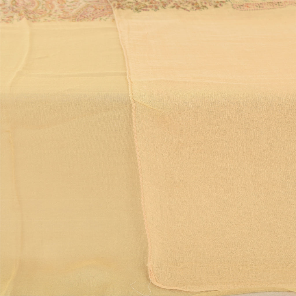 Sanskriti Dupatta Indian Cream Long Stole Pure Cotton Printed Premium Wrap Veil