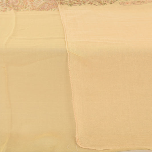 Sanskriti Dupatta Indian Cream Long Stole Pure Cotton Printed Premium Wrap Veil