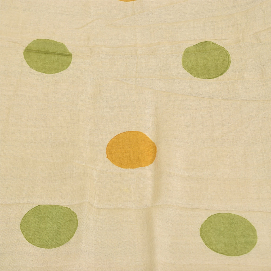 Sanskriti Vintage Cream Dupatta Long Stole Pure Cotton Hand Block Printed  Veil