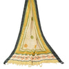 Sanskriti Vintage Cream Dupatta Long Stole Pure Cotton Hand Block Printed  Veil