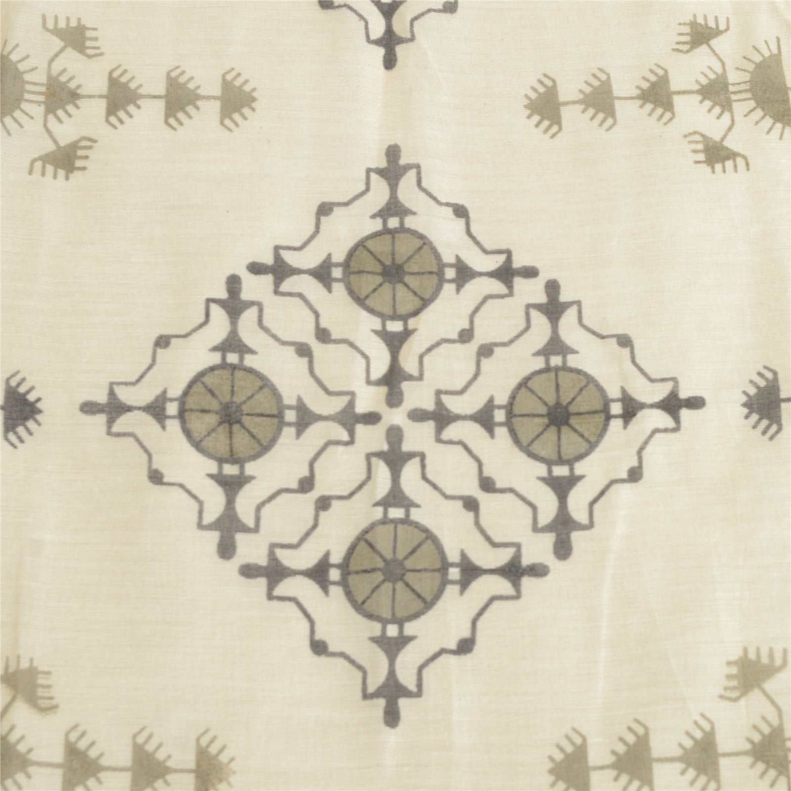 Sanskriti Vintage Dupatta Stole Chanderi Ivory Warli Shawl Hand Block Print Veil