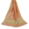 Sanskriti Vintage Dupatta Long Stole 100% Pure Silk Peach Woven Wrap Scarves