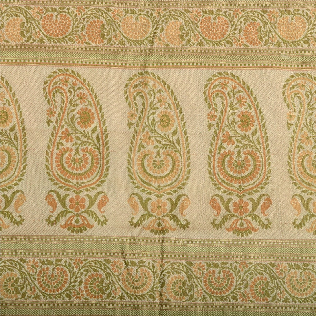 Sanskriti Vintage Dupatta Long Stole 100% Pure Silk Peach Woven Wrap Scarves