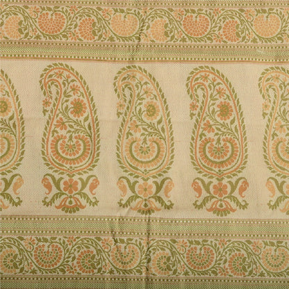 Sanskriti Vintage Dupatta Long Stole 100% Pure Silk Peach Woven Wrap Scarves