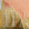 Sanskriti Vintage Dupatta Long Stole 100% Pure Silk Peach Woven Wrap Scarves