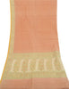 Sanskriti Vintage Dupatta Long Stole 100% Pure Silk Peach Woven Wrap Scarves