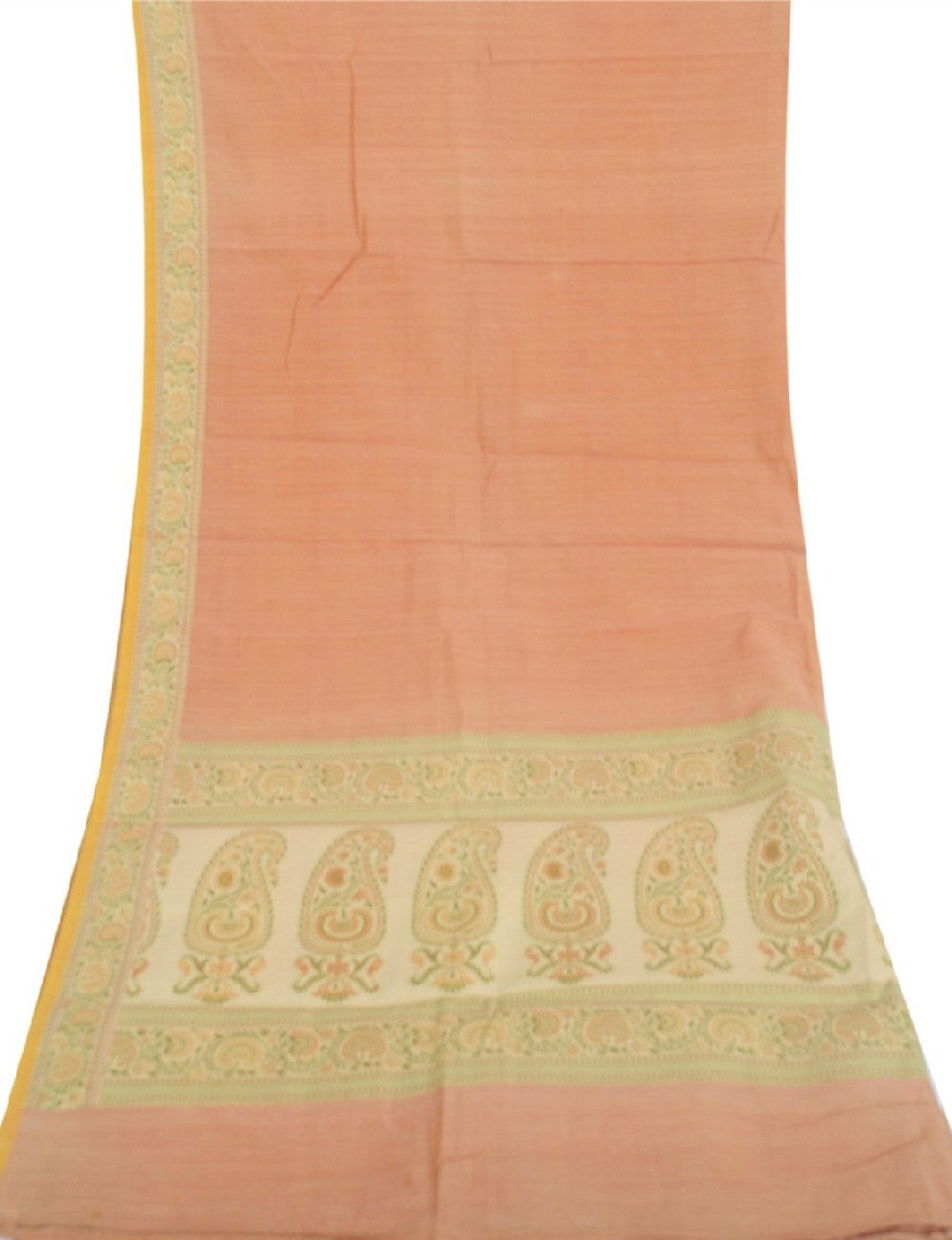 Sanskriti Vintage Dupatta Long Stole 100% Pure Silk Peach Woven Wrap Scarves