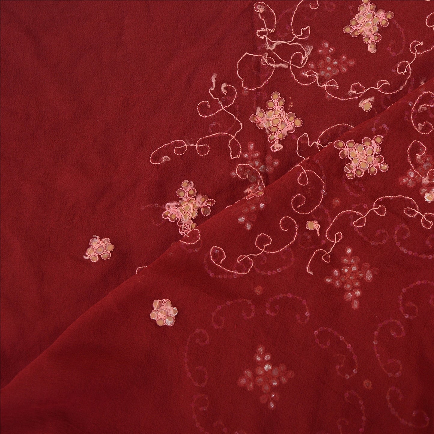 Sanskriti Vintage Dupatta Long Stole Pure Georgette Gota Patti Hand Beaded Veil