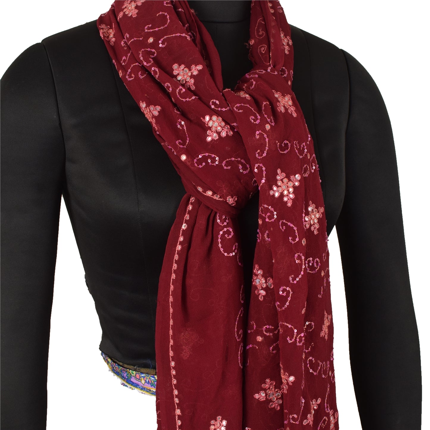 Sanskriti Vintage Dupatta Long Stole Pure Georgette Gota Patti Hand Beaded Veil