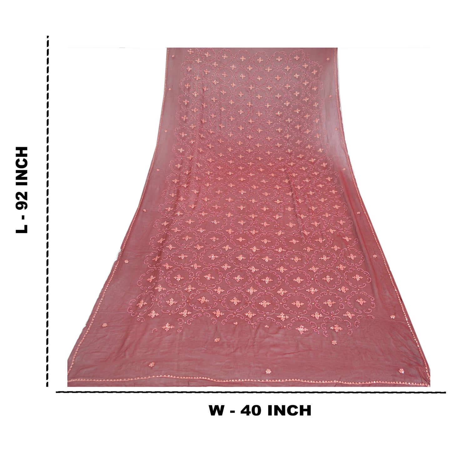 Sanskriti Vintage Dupatta Long Stole Pure Georgette Gota Patti Hand Beaded Veil