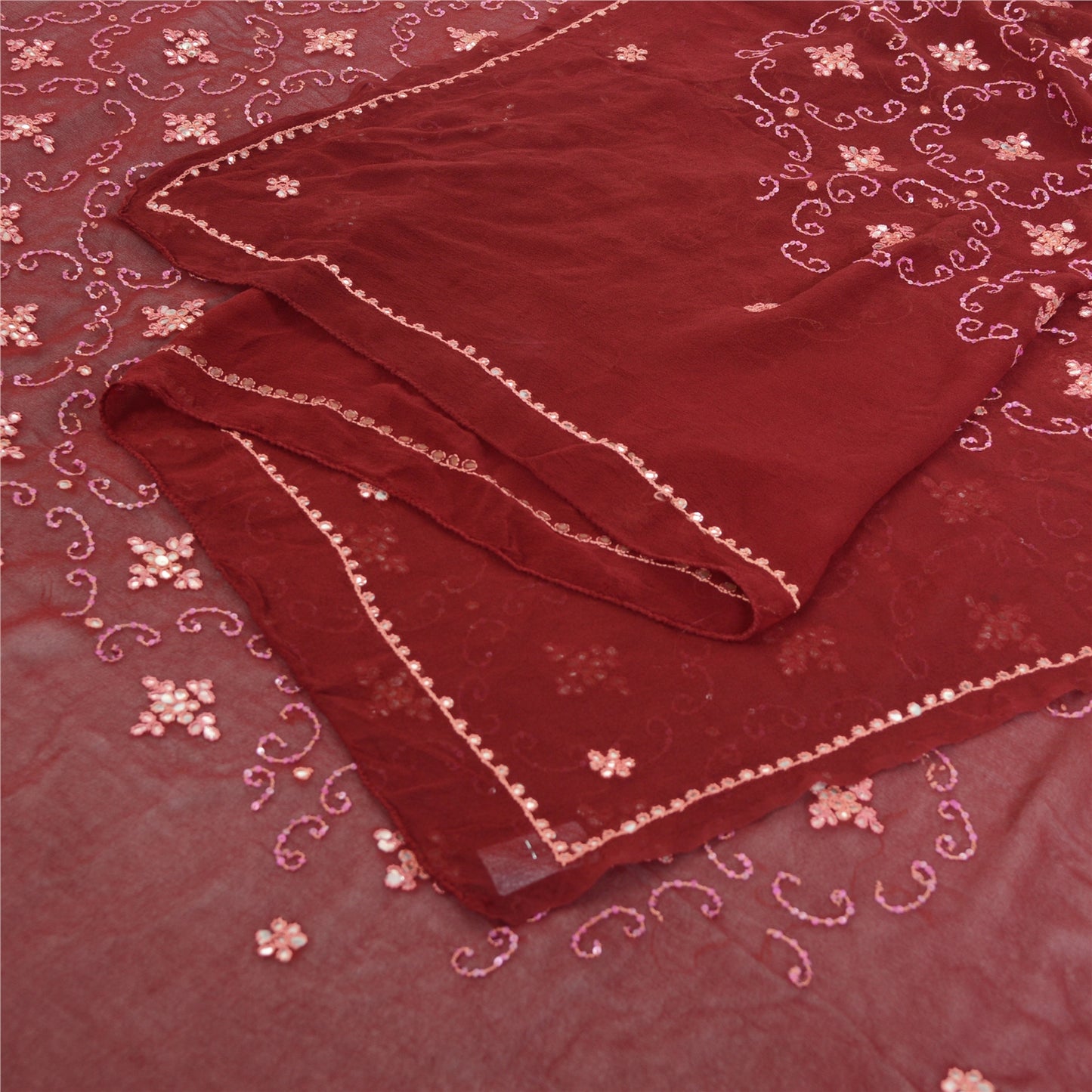 Sanskriti Vintage Dupatta Long Stole Pure Georgette Gota Patti Hand Beaded Veil