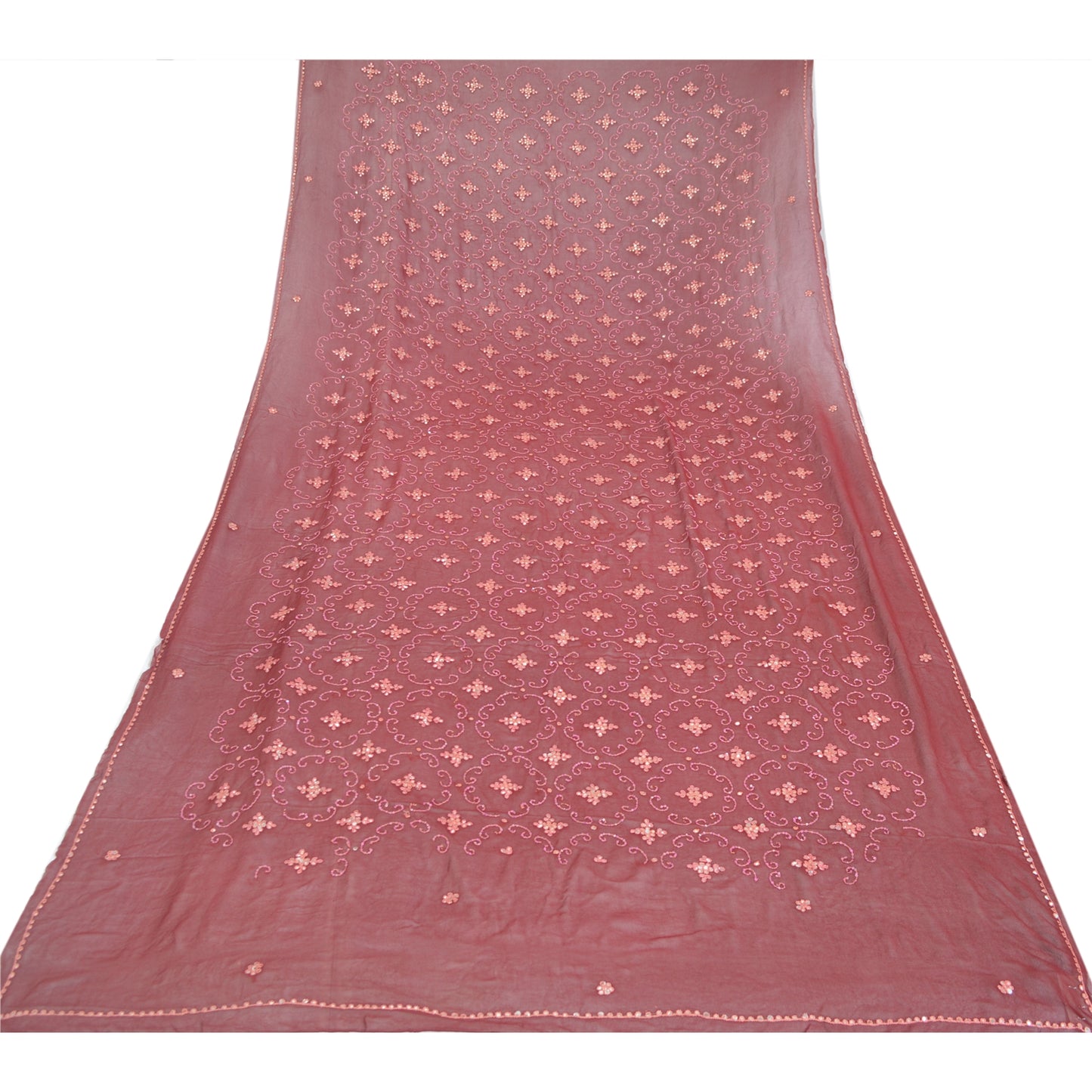 Sanskriti Vintage Dupatta Long Stole Pure Georgette Gota Patti Hand Beaded Veil