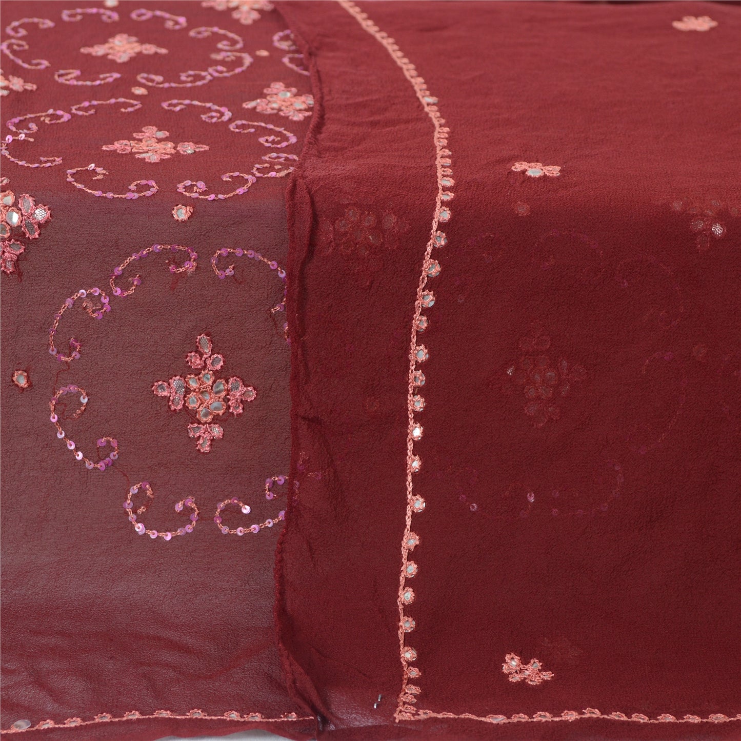 Sanskriti Vintage Dupatta Long Stole Pure Georgette Gota Patti Hand Beaded Veil