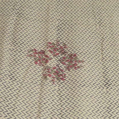 Sanskriti Vintage Dupatta Long Stole Pure Woolen Black/Cream Shawl Printed Hijab