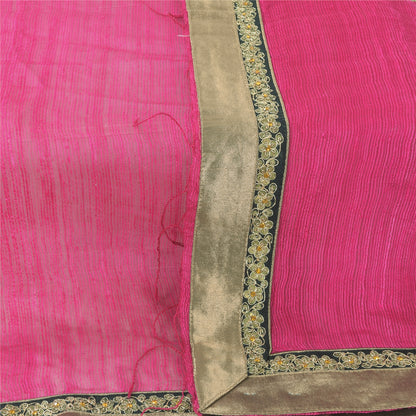 Sanskriti Vintage Pink Dupatta Long Stole Pure Silk Hand Beaded Premium Scarves