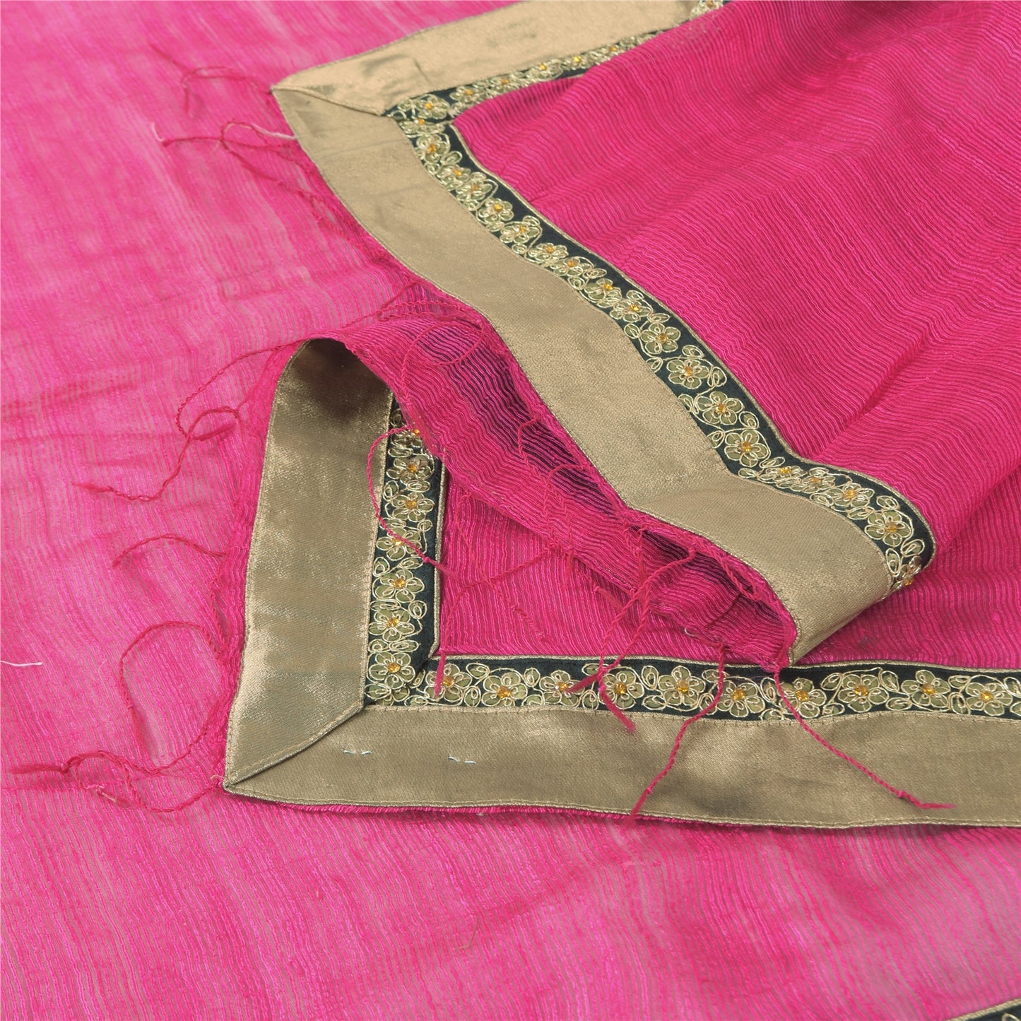 Sanskriti Vintage Pink Dupatta Long Stole Pure Silk Hand Beaded Premium Scarves