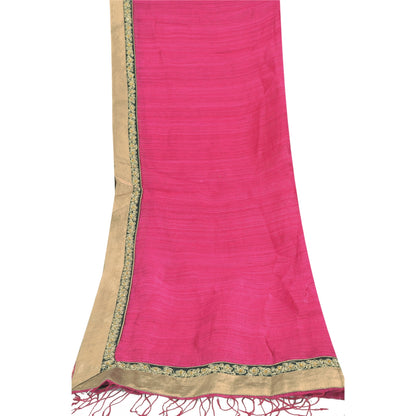 Sanskriti Vintage Pink Dupatta Long Stole Pure Silk Hand Beaded Premium Scarves