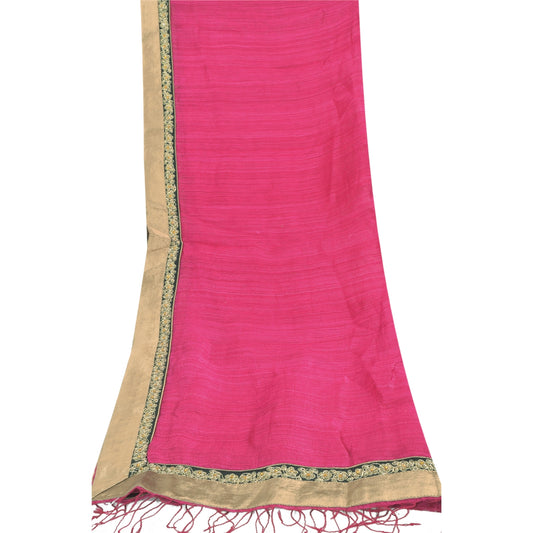 Sanskriti Vintage Pink Dupatta Long Stole Pure Silk Hand Beaded Premium Scarves
