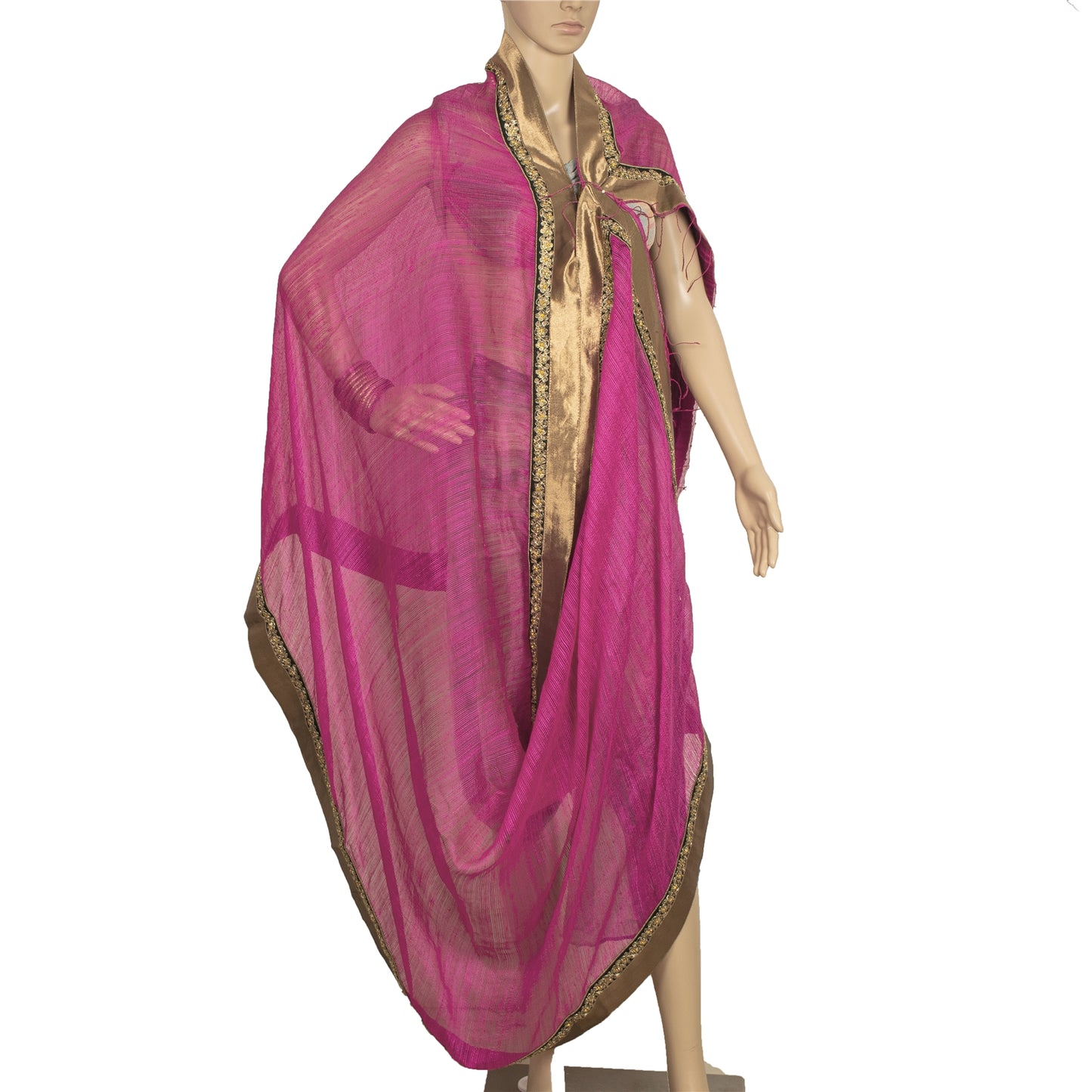 Sanskriti Vintage Pink Dupatta Long Stole Pure Silk Hand Beaded Premium Scarves