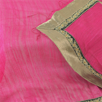 Sanskriti Vintage Pink Dupatta Long Stole Pure Silk Hand Beaded Premium Scarves